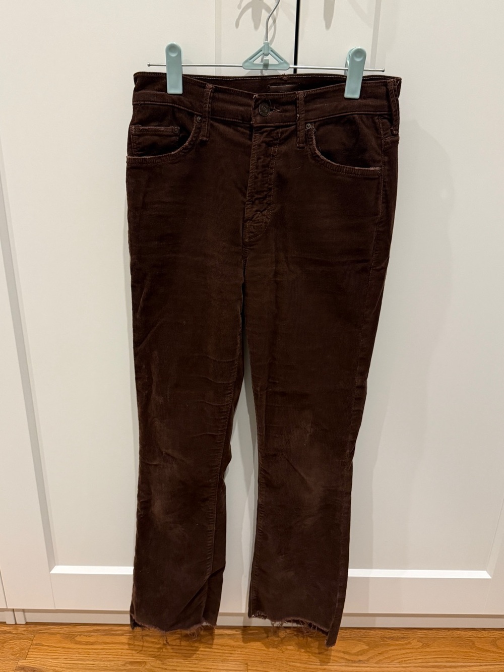 Mother Corduroy Pants Brown 24 Crop Raw Hem